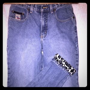 Retro Cruel Girl Jeans Leopard Print Fold Bottom